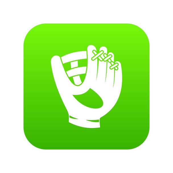 Leather baseball glove icon digital green - Vektör, Görsel