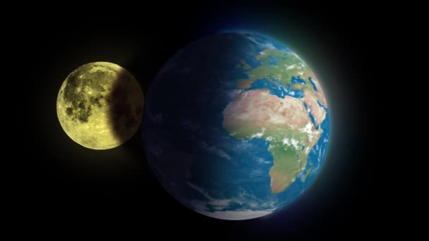  σεληνιακή έκλειψη κίνησης σε μαύρο φόντο - Πλάνα, βίντεο