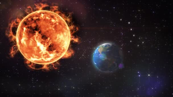 Naprendszer, Nap és Föld bolygó 4k - Felvétel, videó
