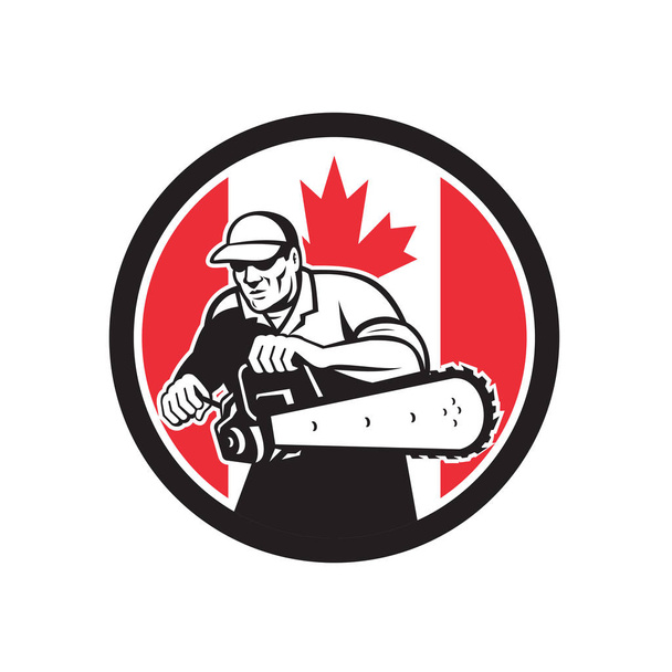 Canadese boom chirurg kettingzaag Canada vlag - Vector, afbeelding