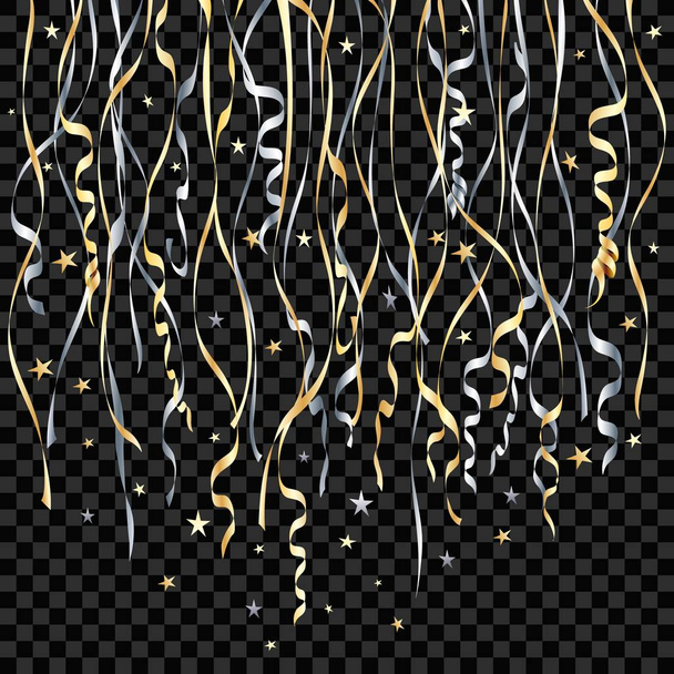 Gold confetti and ribbons - Vector, Image