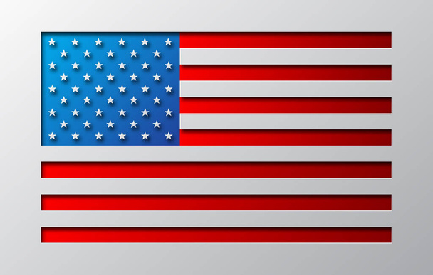 A bandeira dos EUA é esculpida em papel. Ilustração vetorial
. - Vetor, Imagem