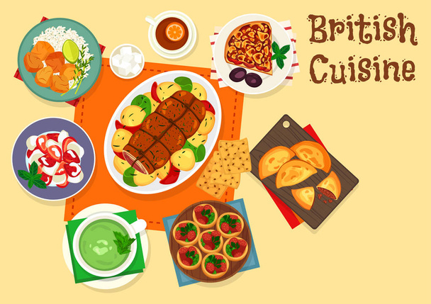 İngiliz mutfağından geleneksel et yemekleri simgesi - Vektör, Görsel