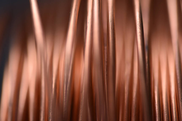 Closeup of Copper Coil Wiring with Focus on One Wire - Photo, Image
