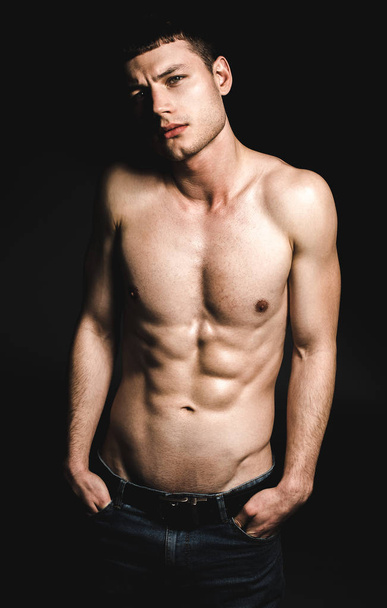 Young bare-chested male demonstrating composure - Photo, image