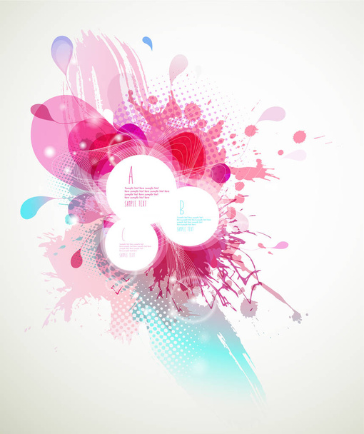 Abstract colored flower background with circles and brush stroke - Vettoriali, immagini