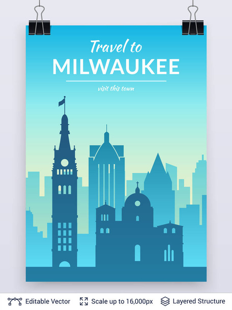 Milwaukee famoso paisaje de la ciudad
. - Vector, imagen