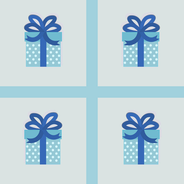 Four blue gifts on a light background, for a website, for a birthday, an icon, a miniature, a souvenir, a vector illustration  - Vector, Image