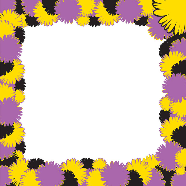 Цветной рамочный рисунок из цветов с местом для текста, полезный как поздравительные открытки или реклама - векторный квадрат
 - Вектор,изображение