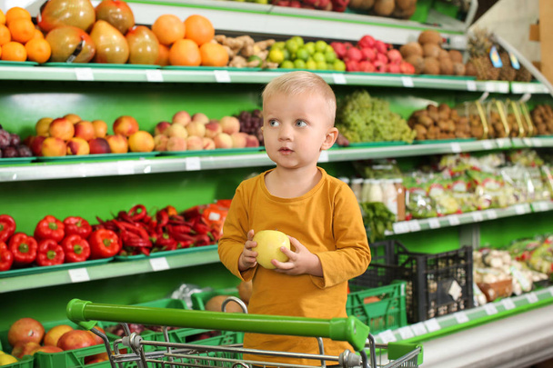little boy in shopping cart - Photo, Image