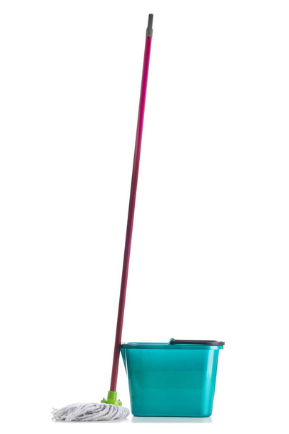 Mop bucket isolated on white - Photo, Image