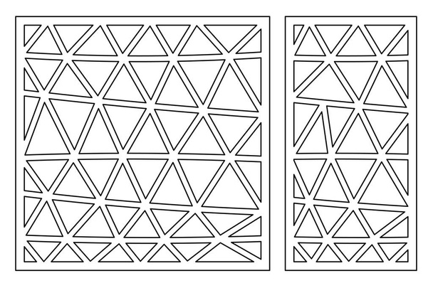 Vorlage zum Schneiden setzen. quadratische Linie diagonales Muster. Laserschnitt. Verhältnis 1: 1, 1: 2. Vektordarstellung. - Vektor, Bild