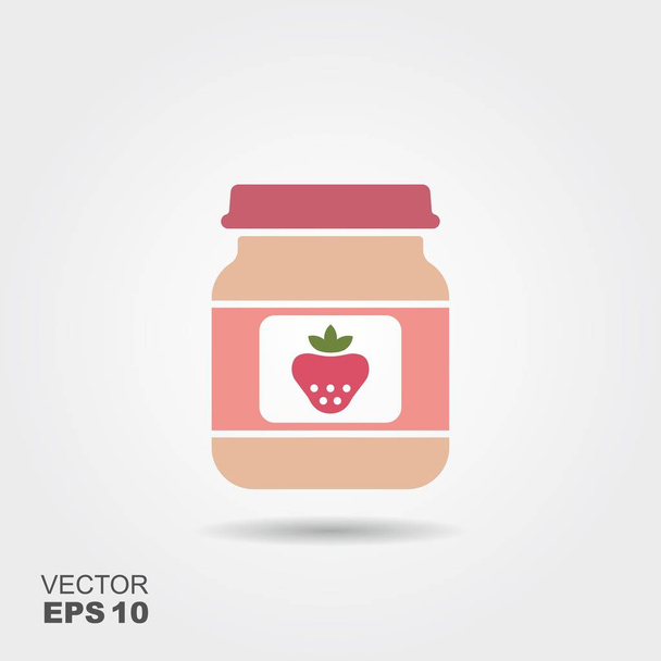 Клубничное детское питание, смузи, фруктовое пюре
 - Вектор,изображение