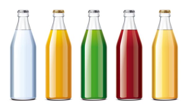 Flessen met limonade, water, frisdrank en SAP - Foto, afbeelding