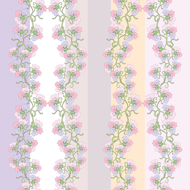 Flowers stripes seamless pattern - Vetor, Imagem