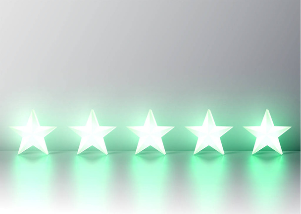 Glowing green 3D star rating, vector illustartion - Вектор, зображення