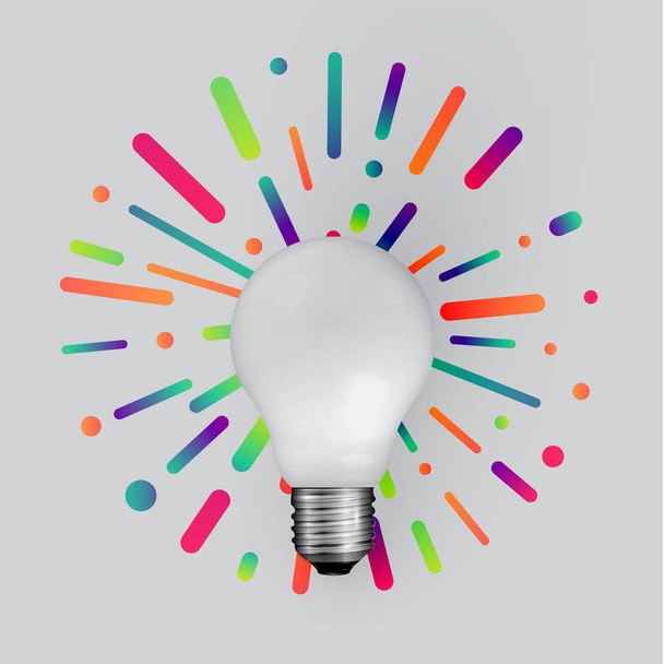 Realistic matte lightbulb with colorful background, vector illus - Vector, Image