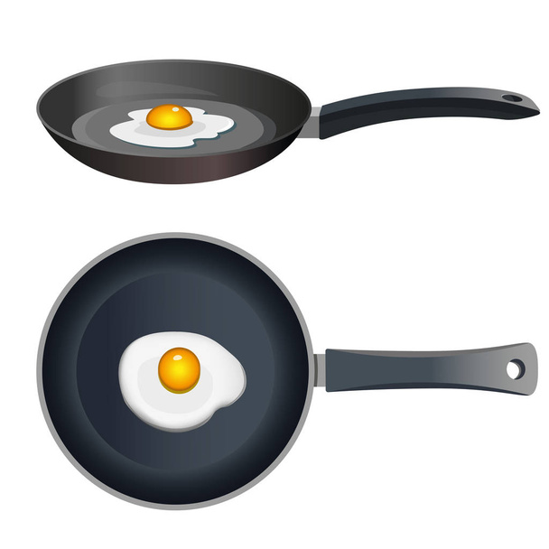 Fried egg on pan - Διάνυσμα, εικόνα