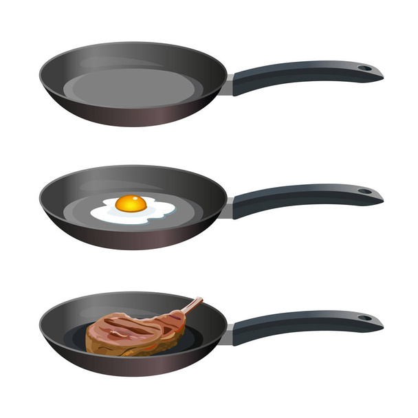 Set of frying pans - Vettoriali, immagini