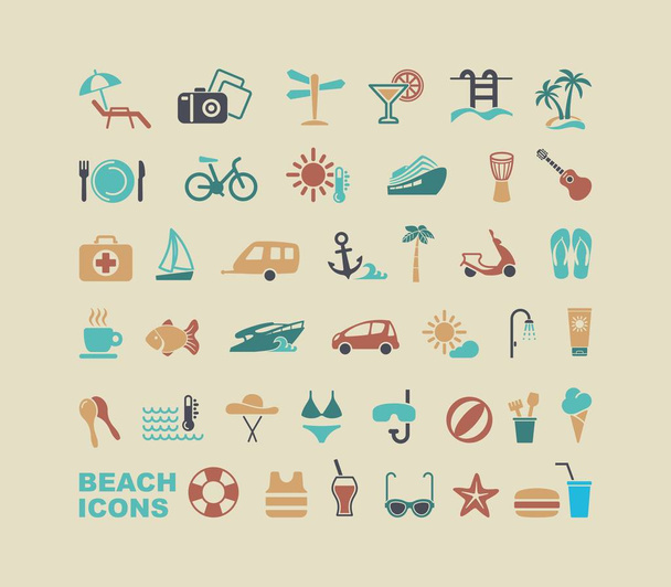 Beach icons. Vector illustration - Vector, Image