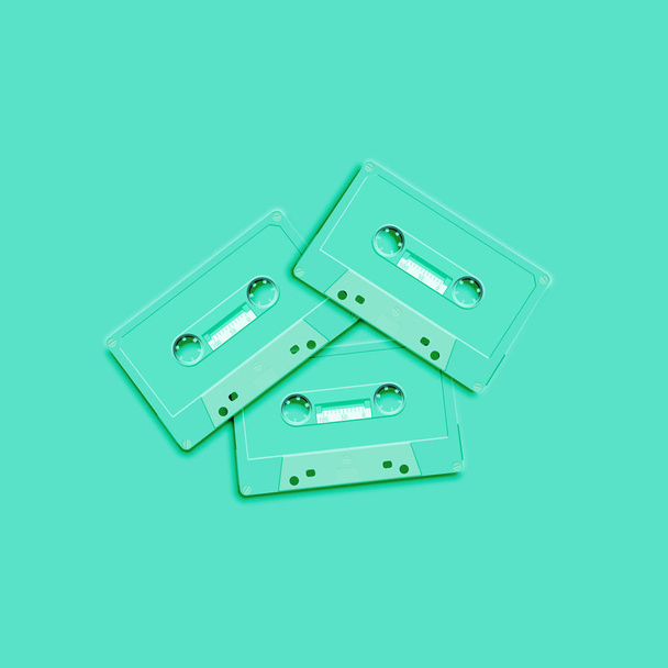 Pastel retro realistic cassette on flat background, vector illus - Διάνυσμα, εικόνα