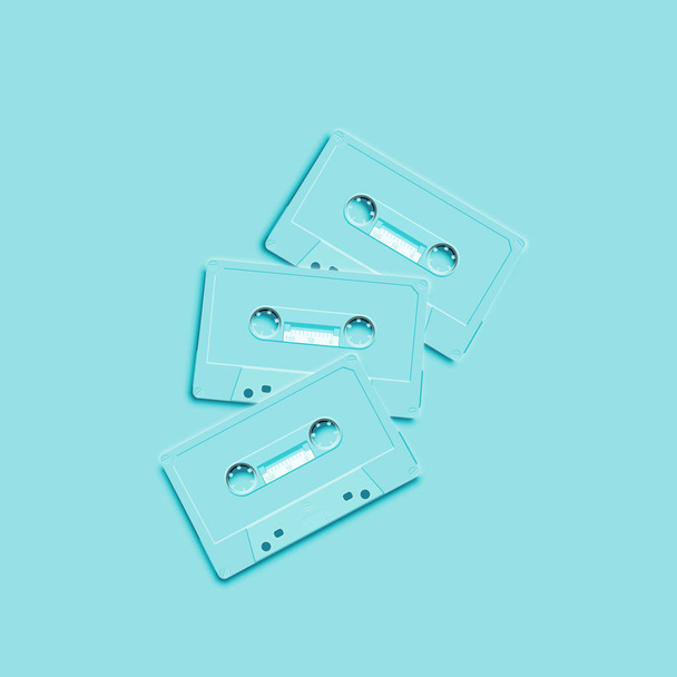 Pastel retro realistic cassette on flat background, vector illus - Vecteur, image