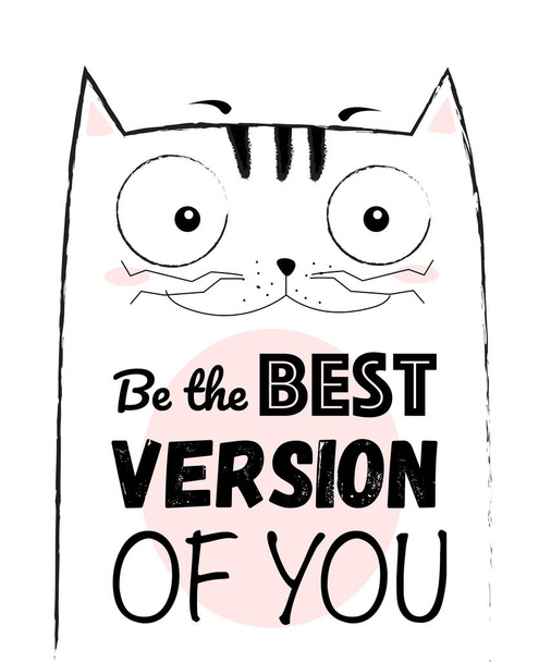 Vectorillustratie cartoon schets grappige kat met schattige belettering - Vector, afbeelding