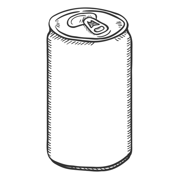 Διάνυσμα ενιαίο σκίτσο κενό μπύρα μπορεί να απομονωθεί λευκό φόντο - Διάνυσμα, εικόνα
