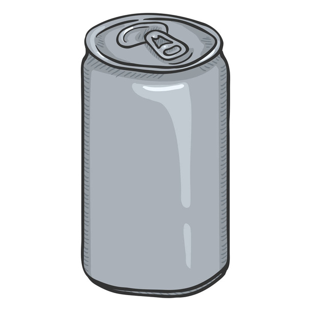 Vector desenhos animados em branco lata de cerveja cinza em fundo branco isolado
 - Vetor, Imagem