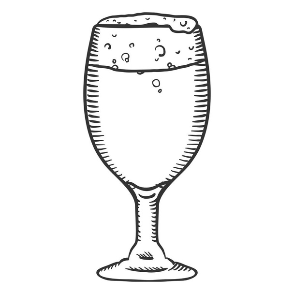 Vidro de desenho único vetorial de cerveja com espuma
 - Vetor, Imagem