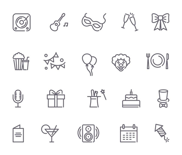 Set of Party Related Vector Line Icons - Vector, Image