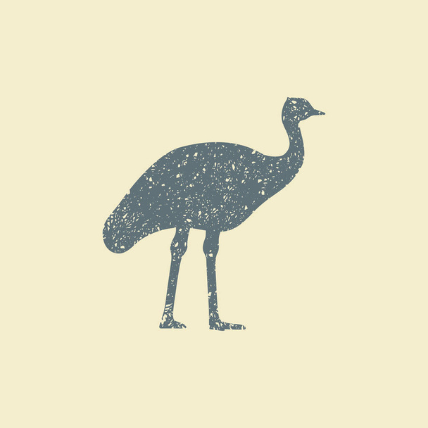 Ostrich icon. Flat vector silhouette - Vector, Image