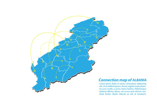 アルバニアのマップの接続ネットワーク設計、概念シリーズからアルバニア地図ビジネスの最高のインターネットのコンセプト マップ ポイントおよびラインの構成。インフォ グラフィック マップ。ベクトル図. - ベクター画像