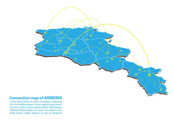 modern von armenia map verbindungen netzwerkdesign, bestes internet-konzept von armenia map business aus konzepten serie, kartenpunkt und linienzusammensetzung. Infografik Karte. Vektorillustration. - Vektor, Bild