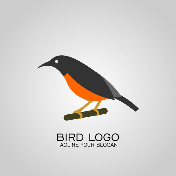 鳥のロゴ デザイン、黒オレンジ色のベクトル イラスト. - ベクター画像