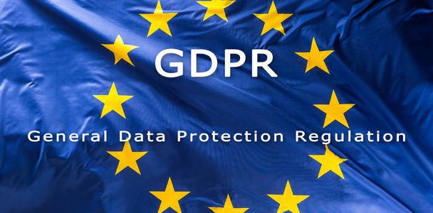 European Union flag with text GDPR. - Foto, afbeelding
