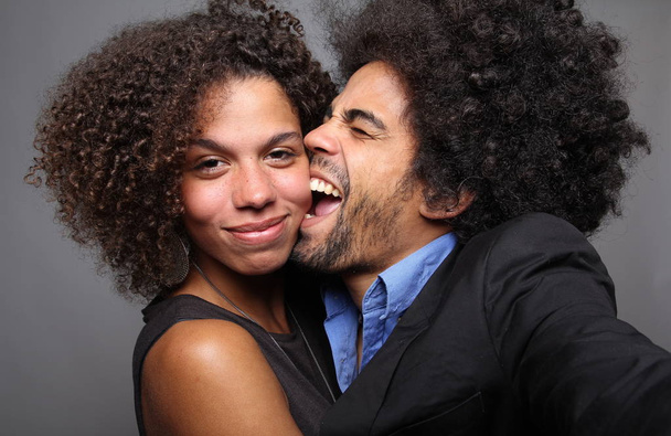 Beautiful happy Photo Booth love couple - Foto, afbeelding
