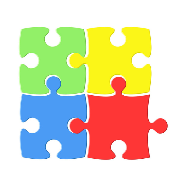 Colorful Puzzle Vector Illustration on White Background - Vector, Image
