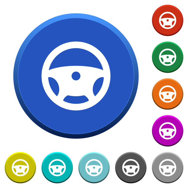 Steering wheel beveled buttons - Vector, Image