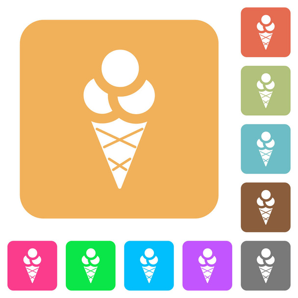 Ice cream rounded square flat icons - Vector, Image