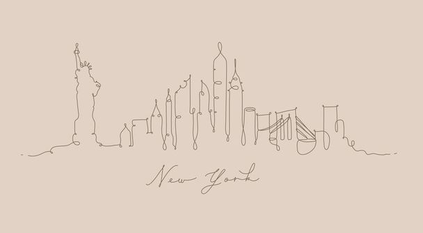 Linha caneta silhueta nova york bege
 - Vetor, Imagem