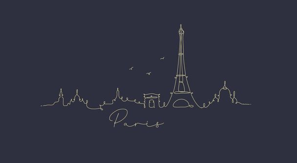Toll sor sziluett Párizs sötétkék - Vektor, kép