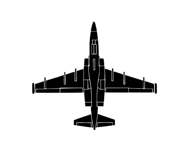 schwarze Silhouette von Militärflugzeugen auf weißem Hintergrund. Kampfjet. Vektorillustration. - Vektor, Bild