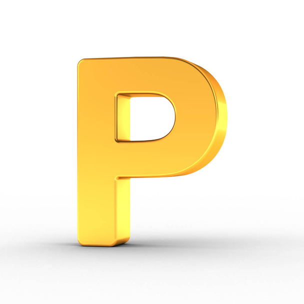 A levél P vágógörbével polírozott arany objektumként - Fotó, kép