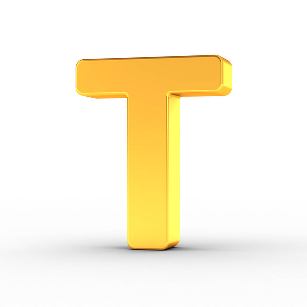 The letter T as a polished golden object with clipping path - Photo, Image