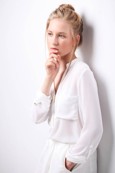 Beautiful Cute fashion girl teenage in white clothes - Φωτογραφία, εικόνα