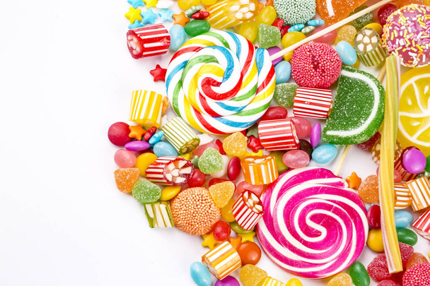 variety of colorful candies, close up view - Photo, image