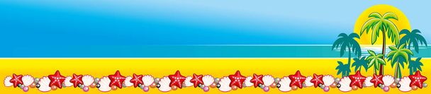 Banner com fundo bonito praia, mar, palmeiras, sta do mar
 - Vetor, Imagem
