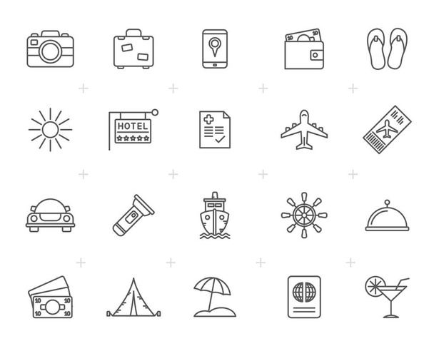 Line Travel, Tourism and trip icons - vector icon set - Vector, Image