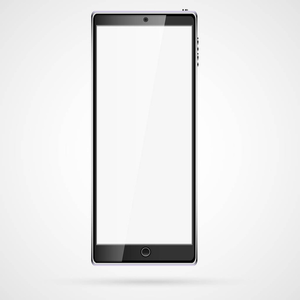 Black realistic mobile smart touch stretched thin mobile phone, smartphone with glossy blank screen with copy space isolated on white background. Vector illustration - Vector, Image